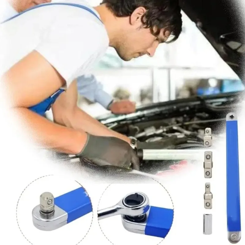 Compact Offset Extension Wrench with 4 Adapters Dual-purpose Impact Socket Ratchet Wrench Car Spanner Automotive Hand Tool
Compact Offset Extension Wrench with 4 Adapters Dual-purpose Impact Socket Ratchet Wrench Car Spanner Automotive Hand Tool