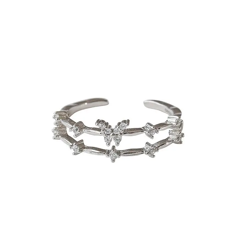 Sterling silver butterfly double ring female light luxury flash diamond ring cold wind open ring simple niche design
Sterling silver butterfly double ring female light luxury flash diamond ring cold wind open ring simple niche design