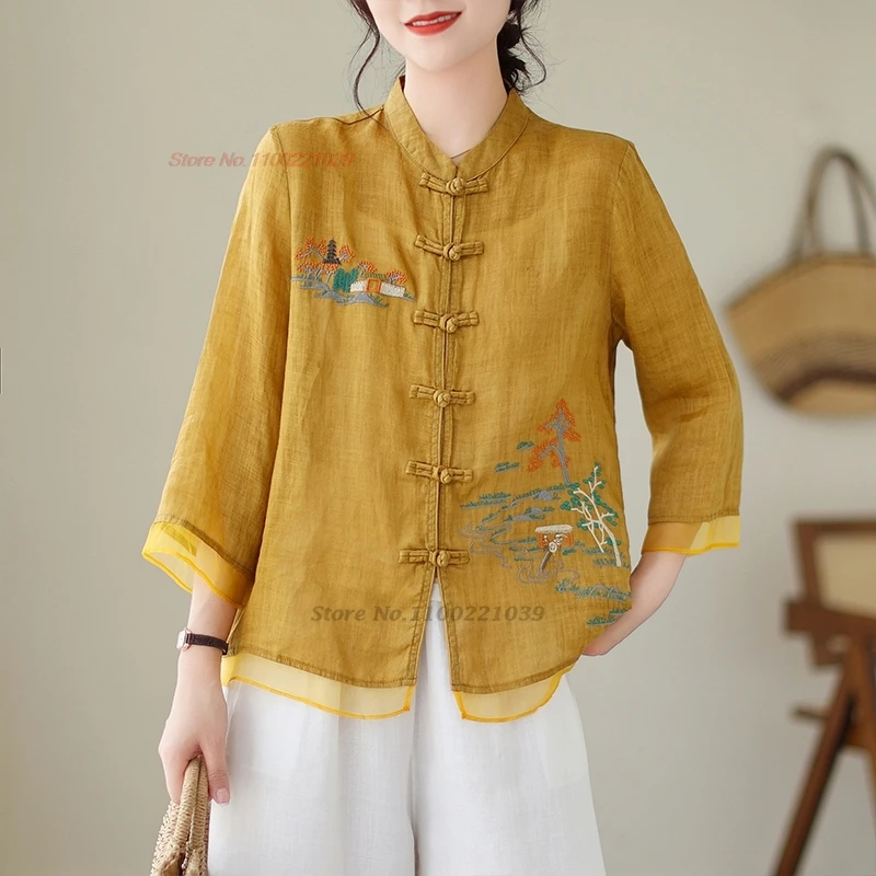 2024 women vintage blouse national flower embroidery cotton linen blouse traditional stand collar blouse oriental folk hanfu
2024 women vintage blouse national flower embroidery cotton linen blouse traditional stand collar blouse oriental folk hanfu