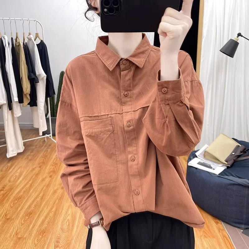 autumn Pure Cotton Plolo Collar Loose Long-sleeved Shirt Women's Casual Top 2025 New Retro Shirt
autumn Pure Cotton Plolo Collar Loose Long-sleeved Shirt Women's Casual Top 2025 New Retro Shirt