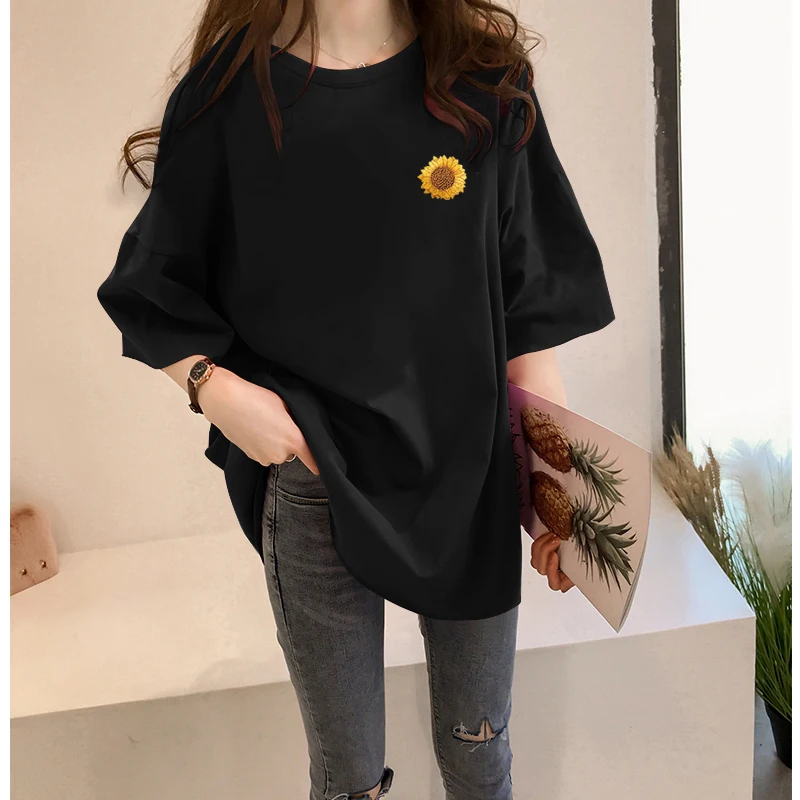 plus Size Women's T-Shirt Daisy Print Short Sleeve Mid-Length Loose Fit Base Shirt Korean Style round Neck Casual Top
plus Size Women's T-Shirt Daisy Print Short Sleeve Mid-Length Loose Fit Base Shirt Korean Style round Neck Casual Top