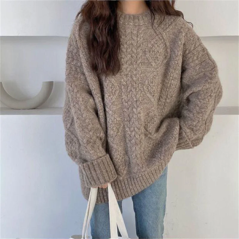 Women Vintage Twist Loose Sweater Outwear O-Neck Autumn and Winter New Top Lazy Wind Sweater Women's Coat 2024
Women Vintage Twist Loose Sweater Outwear O-Neck Autumn and Winter New Top Lazy Wind Sweater Women's Coat 2024