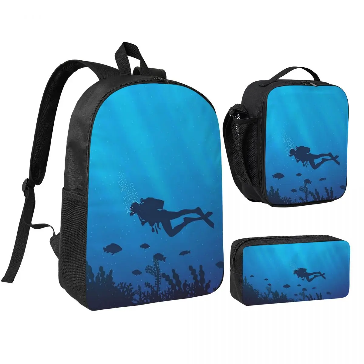 Scuba Diving Dive Pattern Backpack Boys Girls BookBag School Bag Shoulder Bags 3ps Insulated Lunch Bag Pencil Case
Scuba Diving Dive Pattern Backpack Boys Girls BookBag School Bag Shoulder Bags 3ps Insulated Lunch Bag Pencil Case