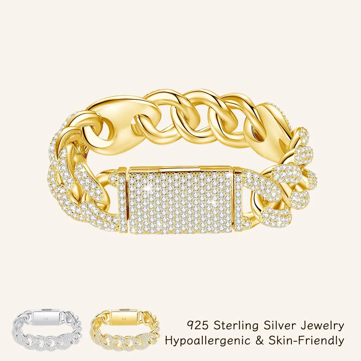 925 Sterling Sliver D VVS1 Moissanite Cuban Bracelets Chain 14cm-23cm with GRA Hip Hop Daily Wear Jewelry for Man Women Unisex
925 Sterling Sliver D VVS1 Moissanite Cuban Bracelets Chain 14cm-23cm with GRA Hip Hop Daily Wear Jewelry for Man Women Unisex