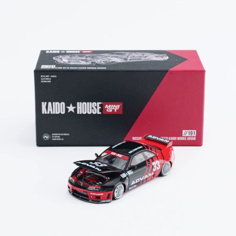 KHMG191 Kaido House x MINI GT 1:64 R33 Kaido Works ADVAN Diecast Model Car
KHMG191 Kaido House x MINI GT 1:64 R33 Kaido Works ADVAN Diecast Model Car