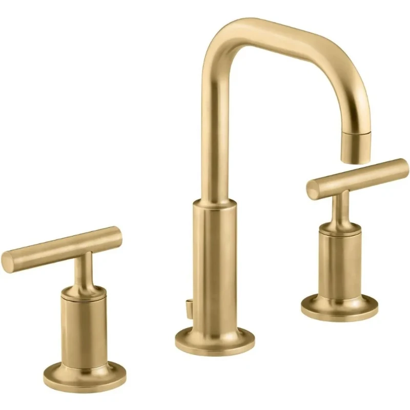 Bathroom Sink Faucet, Widespread Low Lever Handles and Low Gooseneck Spout, Vibrant Brush Moderne Brass
Bathroom Sink Faucet, Widespread Low Lever Handles and Low Gooseneck Spout, Vibrant Brush Moderne Brass