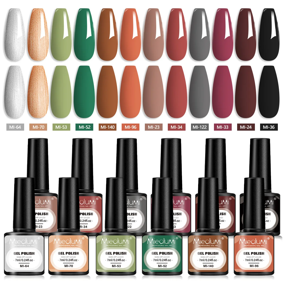 12PCS Earth Tone Gel Nail Set, Nude/Orange/Green/Red UV Nail Gel, 28+ Days Gloss Long Lasting, DIY Manicure Kit for Beginners
12PCS Earth Tone Gel Nail Set, Nude/Orange/Green/Red UV Nail Gel, 28+ Days Gloss Long Lasting, DIY Manicure Kit for Beginners