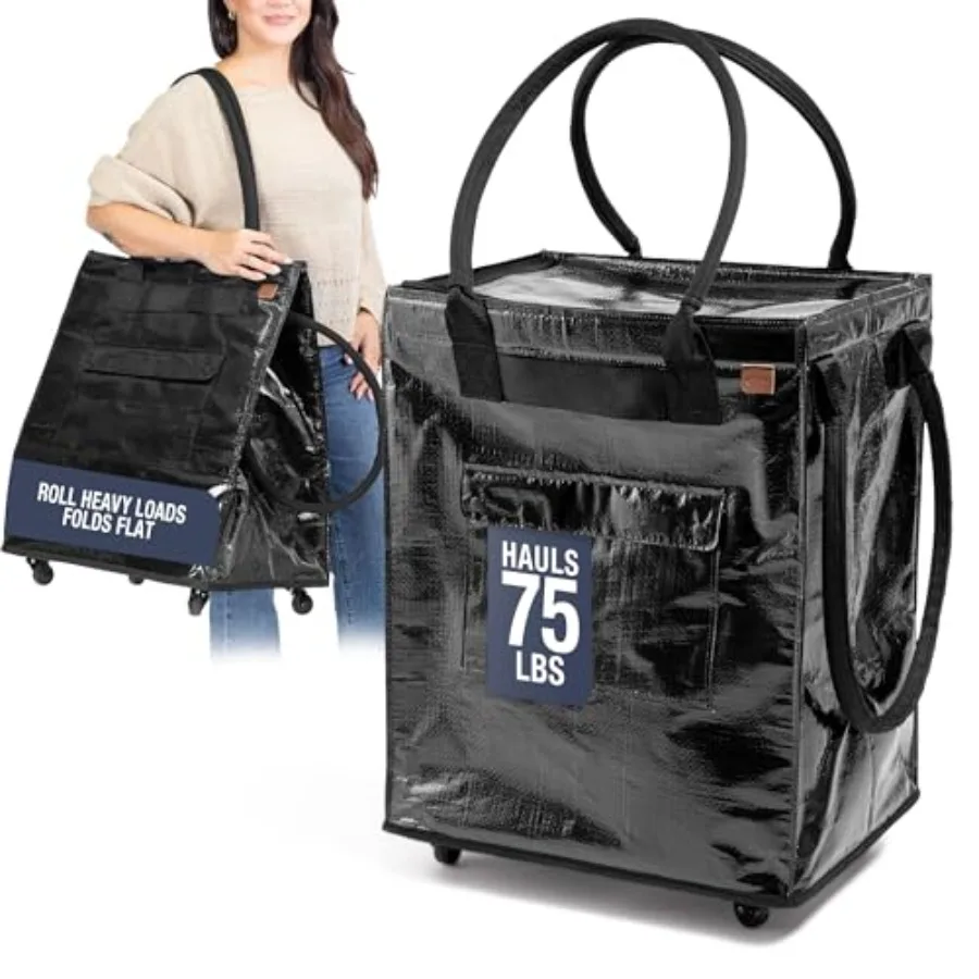 Hauler Rolling Tote Bag, 90L Collapsible Portable Shopping Cart with Wheels for Groceries, Laundry, Organization
Hauler Rolling Tote Bag, 90L Collapsible Portable Shopping Cart with Wheels for Groceries, Laundry, Organization