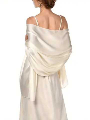 1pc Women Bohemian Solid Color Silky Scarf, Casual Autumn Shawl Wrap Sunscreen Headscarf, Suitable For Everyday Wear For Dress