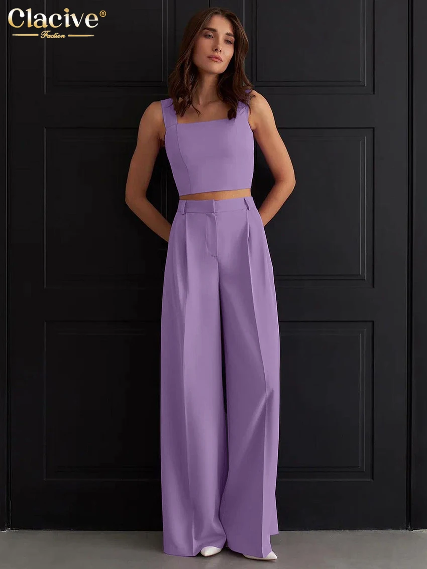 Clacive Summer Loose Purple Women's Two Pieces Set 2025 Fashion Sleeveless Tank Top With High Waist Wide Pants Set Streetwear
Clacive Summer Loose Purple Women's Two Pieces Set 2025 Fashion Sleeveless Tank Top With High Waist Wide Pants Set Streetwear