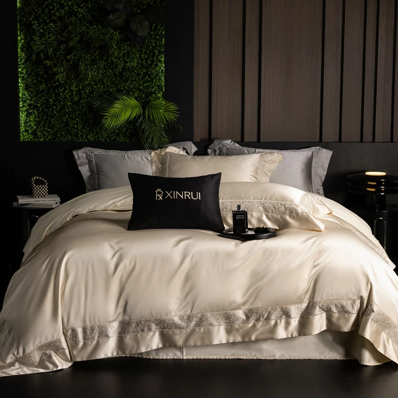 High Precision Brocade And Lyocell Soft Silky Bedding Set Luxury Embroidery Duvet Cover Bed Sheet/Fitted Sheet Pillowcases 4Pcs
High Precision Brocade And Lyocell Soft Silky Bedding Set Luxury Embroidery Duvet Cover Bed Sheet/Fitted Sheet Pillowcases 4Pcs