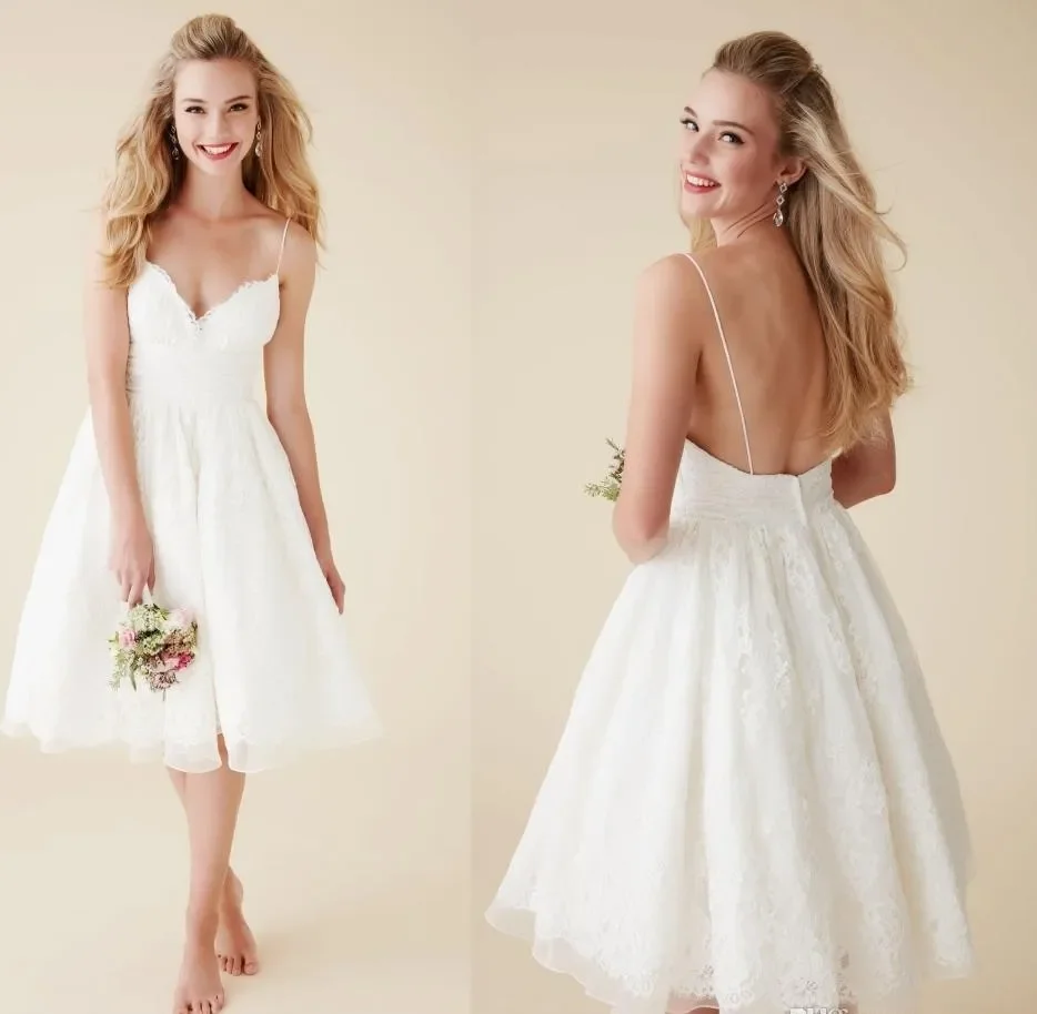 Sweety Short Beach Wedding Dresses V Neck Spaghetti Straps Knee Length Sexy Backless Wedding Gowns Organza Lace Bridal Dresses
Sweety Short Beach Wedding Dresses V Neck Spaghetti Straps Knee Length Sexy Backless Wedding Gowns Organza Lace Bridal Dresses