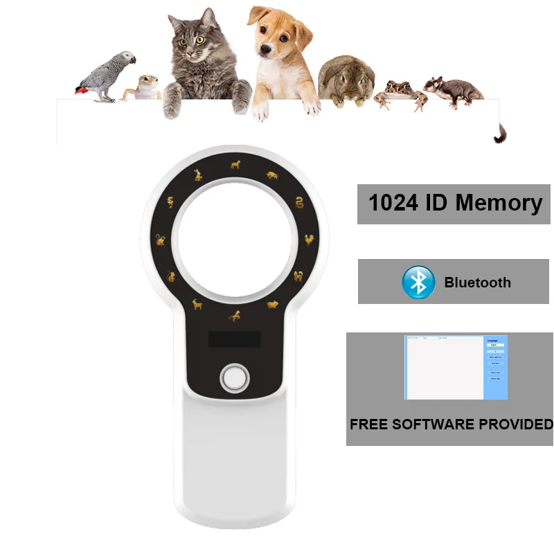 Bluetooth-compatible RFID 134.2KHZ mini reader FDX-B microchip scanner for animal hospital,vet Clinics,Animal Clubs Association
Bluetooth-compatible RFID 134.2KHZ mini reader FDX-B microchip scanner for animal hospital,vet Clinics,Animal Clubs Association