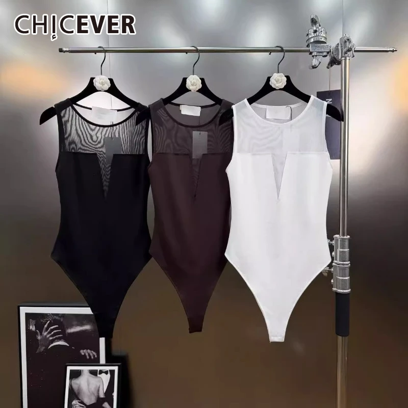 CHICEVER Solid Spliced Mesh Minimalist Vest Female O Neck Sleeveless Sheer Sexy Women's Vests Fashion Summer New Style Clothing
CHICEVER Solid Spliced Mesh Minimalist Vest Female O Neck Sleeveless Sheer Sexy Women's Vests Fashion Summer New Style Clothing