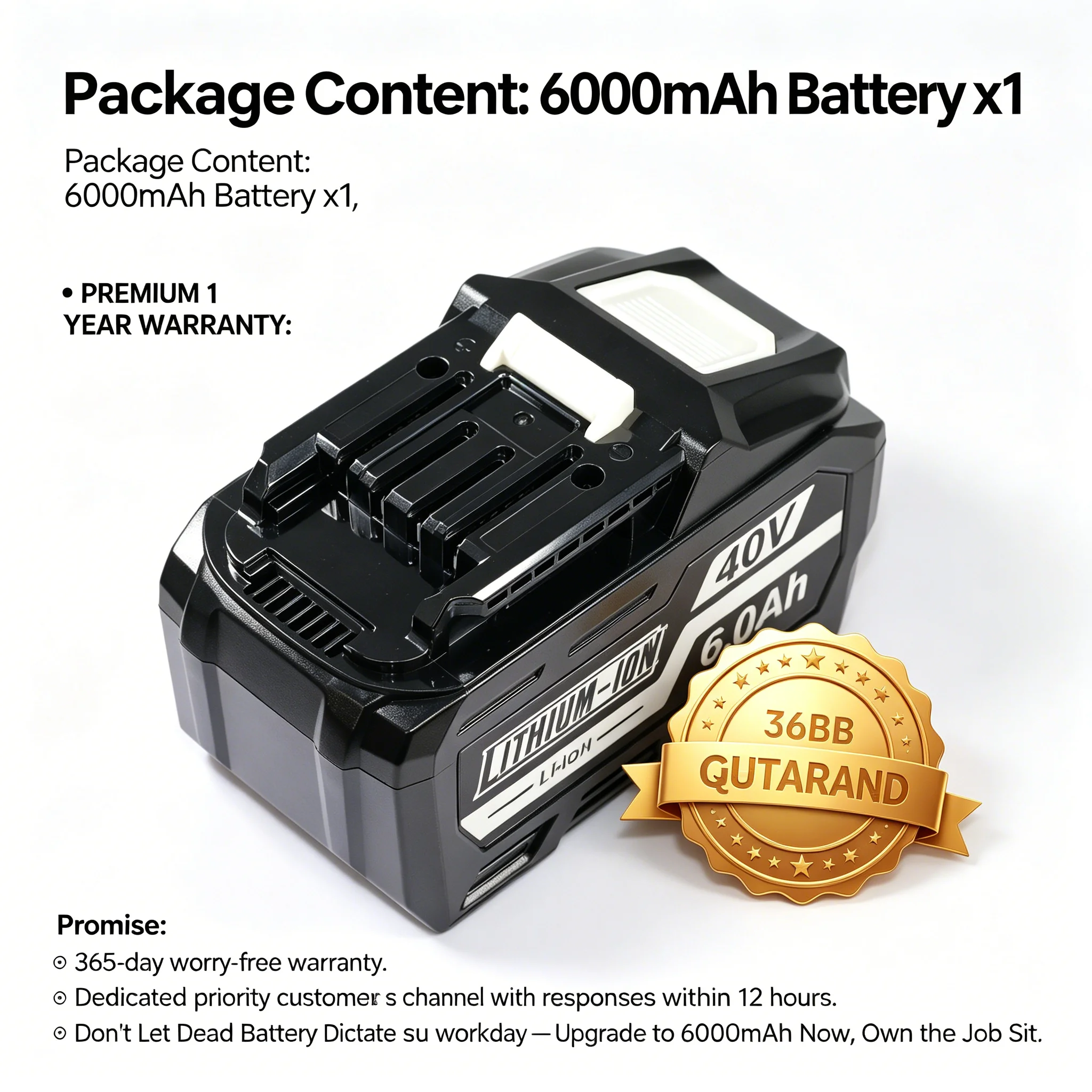 Suitable for Makita power tools, supports 40V, 6000MAH lithium battery models: BL402, BL4025, BL4040, BL4050, BL4080
Suitable for Makita power tools, supports 40V, 6000MAH lithium battery models: BL402, BL4025, BL4040, BL4050, BL4080