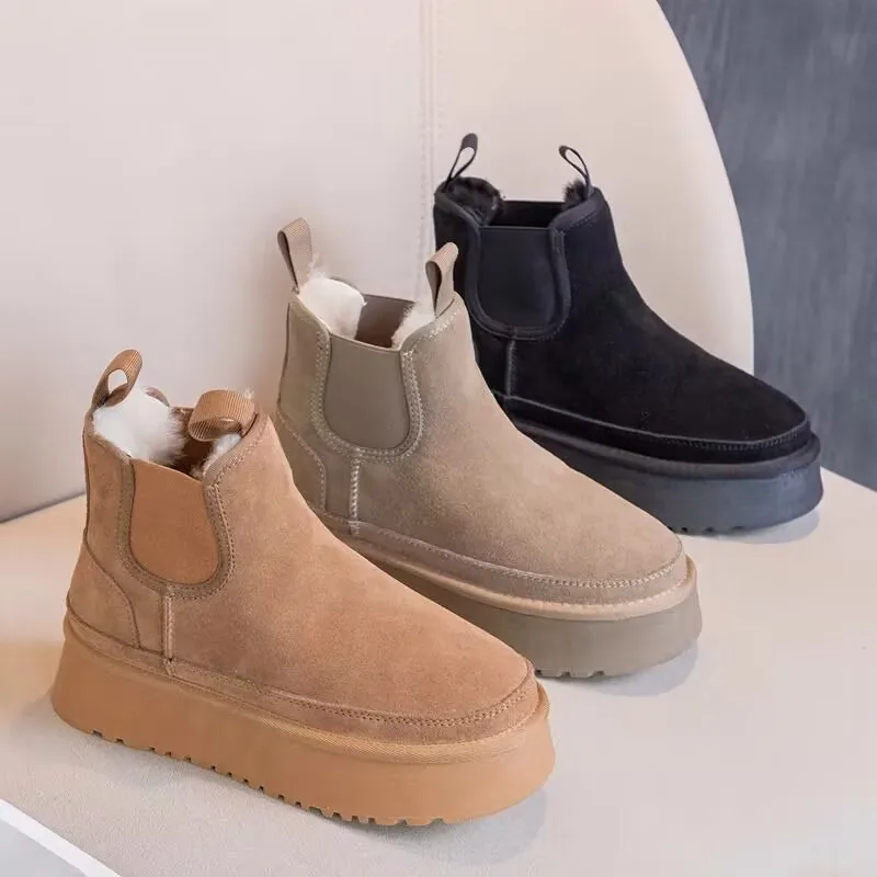 2024 Winter New Leather Thick Sole Chelsea Snow Boots Women's Fashion All-in-one Thick Fleece Warm Snow Cotton Shoes
2024 Winter New Leather Thick Sole Chelsea Snow Boots Women's Fashion All-in-one Thick Fleece Warm Snow Cotton Shoes