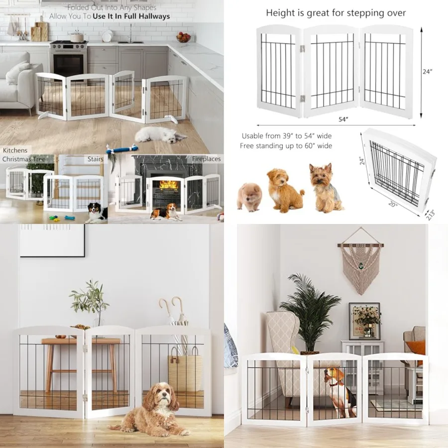 Free Standing Dog Gates for The House Stairs Doorways Indoor Foldable Wooden Small Puppy Pet Gate Step Over Fence 60" W 24" H 3
Free Standing Dog Gates for The House Stairs Doorways Indoor Foldable Wooden Small Puppy Pet Gate Step Over Fence 60" W 24" H 3