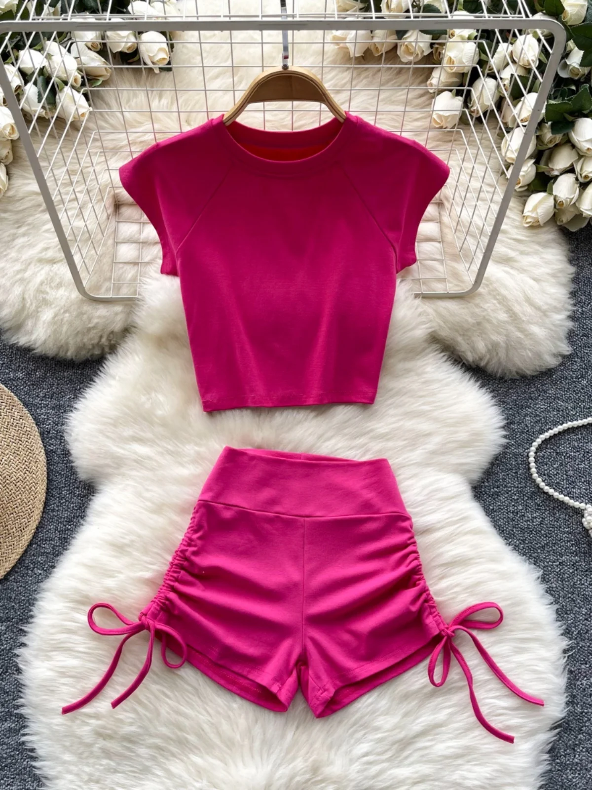 Spor Casual Women's ort round Ne T-irt And Wraparound Pants Set Sexy Versatile ort orts Set for Young Women
Spor Casual Women's ort round Ne T-irt And Wraparound Pants Set Sexy Versatile ort orts Set for Young Women
