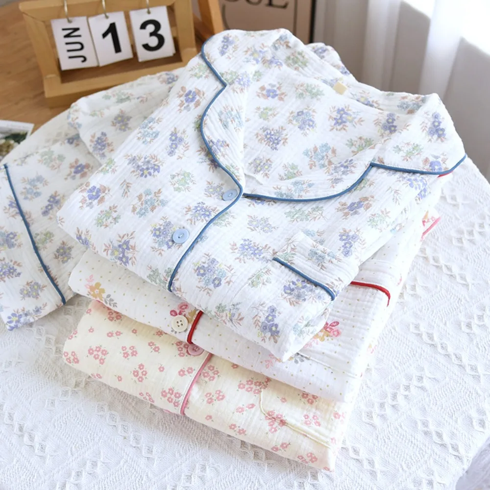 Korean Style Floral Cotton Pajama Set Women's Spring/Fall Long Sleeve Lightweight Loungewear Cardigan Outfit Can Wear Outside
Korean Style Floral Cotton Pajama Set Women's Spring/Fall Long Sleeve Lightweight Loungewear Cardigan Outfit Can Wear Outside