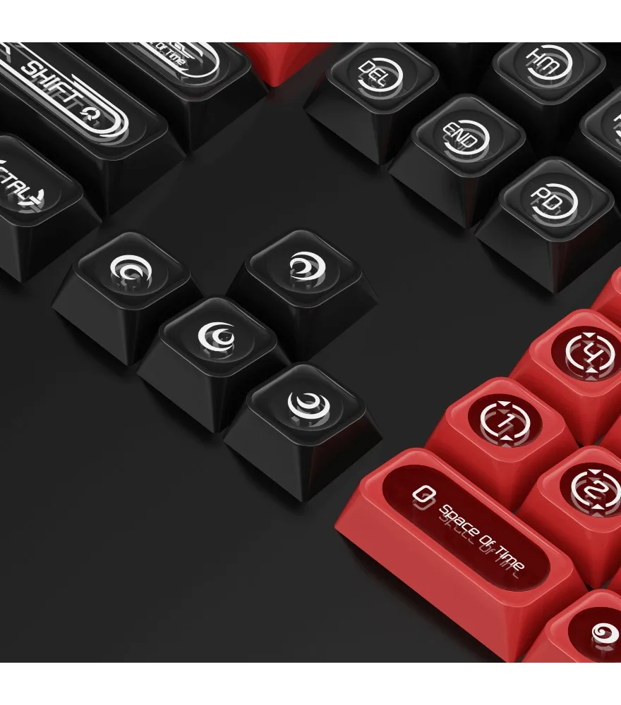 Sublimation black and red opal series customized mechanical keyboard 138 keys full set of DIY keyboard
Sublimation black and red opal series customized mechanical keyboard 138 keys full set of DIY keyboard