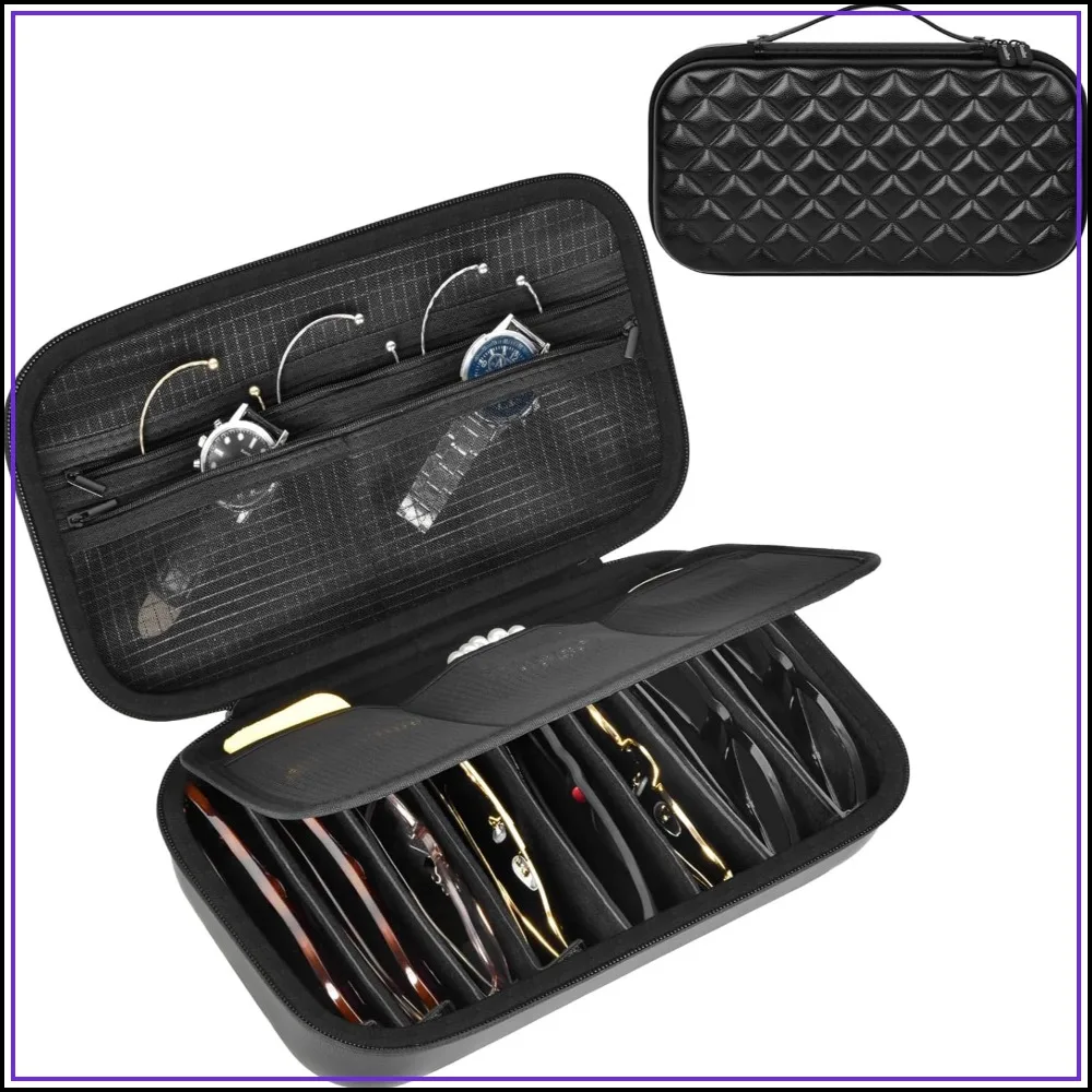 Sunglasses Organizer Case, Glasses Holder for Multiple Pairs, Travel Storage with 8 Adjustable Slots, Eyeglass Eyewear Bag for Men Women
Sunglasses Organizer Case, Glasses Holder for Multiple Pairs, Travel Storage with 8 Adjustable Slots, Eyeglass Eyewear Bag for Men Women
