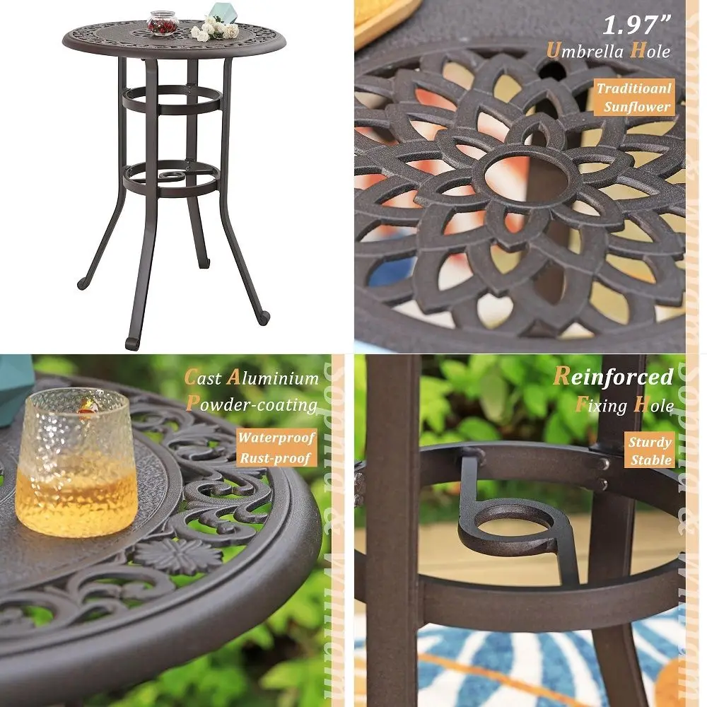 Cast Aluminium Patio Bar Height Table Round with 1.97 Umbrella Hole, Premium Bronze Outdoor Tall Pub Height Bistro Table for Po
Cast Aluminium Patio Bar Height Table Round with 1.97 Umbrella Hole, Premium Bronze Outdoor Tall Pub Height Bistro Table for Po