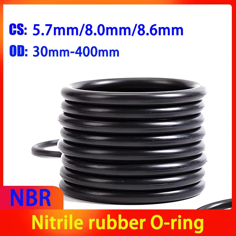 CS 5.7mm/8mm/8.6mm OD 30mm-400mm NBR Black Nitrile Rubber O-ring Oil Seal Sealing Ring Temperature Resistance Resistant Gasket
CS 5.7mm/8mm/8.6mm OD 30mm-400mm NBR Black Nitrile Rubber O-ring Oil Seal Sealing Ring Temperature Resistance Resistant Gasket