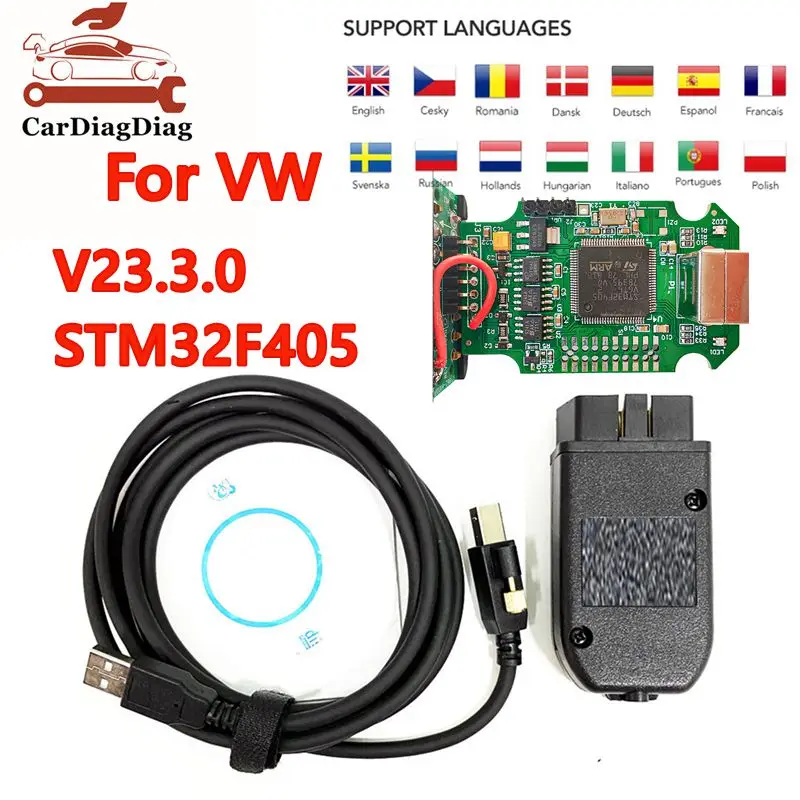 For VW VAG COM HEX V2 V23.3.0 STM32F405 Dual k-CAN Code Reader Scanner USB Diagnostic Interface 1:1 Original outer shell
For VW VAG COM HEX V2 V23.3.0 STM32F405 Dual k-CAN Code Reader Scanner USB Diagnostic Interface 1:1 Original outer shell