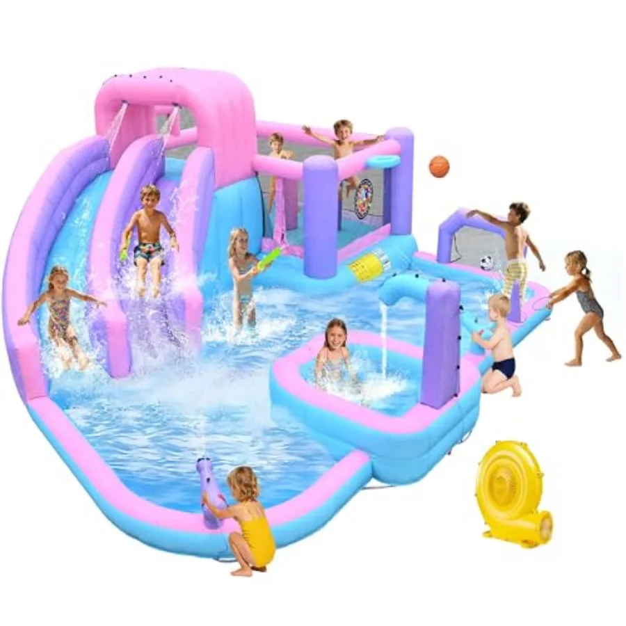 10in1 Inflatable Water Slide for Kids, 19.3Ft Giant Backyard Water Park with Dual Slides, Water Cannons, Deep Pool & Sports Zone Ages 3–12, Includes 850W Blower
10in1 Inflatable Water Slide for Kids, 19.3Ft Giant Backyard Water Park with Dual Slides, Water Cannons, Deep Pool & Sports Zone Ages 3–12, Includes 850W Blower