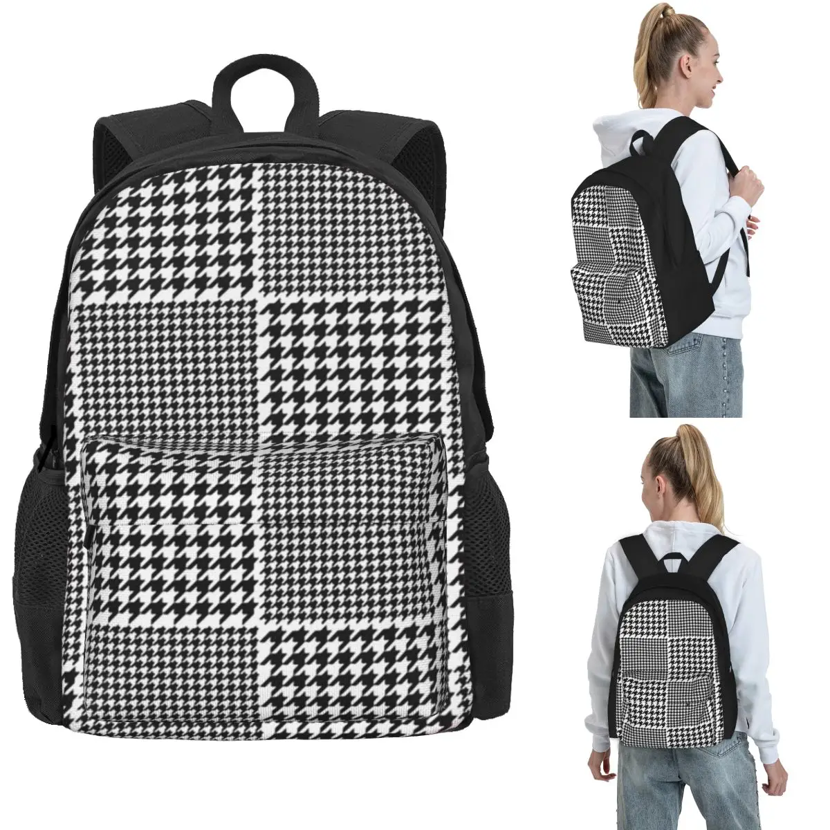 Black White Houndstooth Checkers Backpack Hot Sale Daypack Large Capacity Kids BookBag School Bag Shoulder Bags for Men Women
Black White Houndstooth Checkers Backpack Hot Sale Daypack Large Capacity Kids BookBag School Bag Shoulder Bags for Men Women
