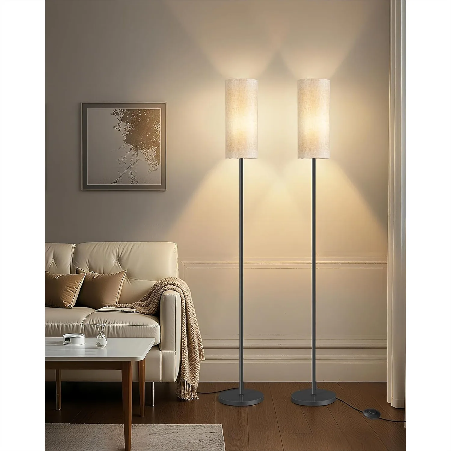 2 Pack Floor Lamp with Foot Switch, Modern Standing Lamp for Living Room Bedroom Office, Black and Beige
2 Pack Floor Lamp with Foot Switch, Modern Standing Lamp for Living Room Bedroom Office, Black and Beige