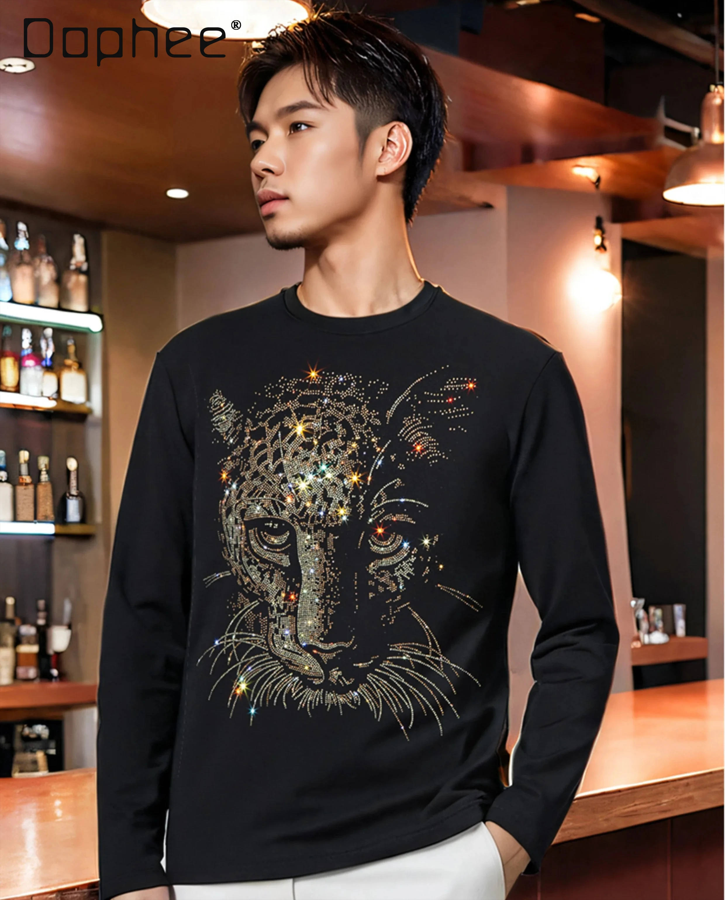 Retro American Street Style Men Long Sleeve T Shirt Black White Money Leopard Rhinestone Slim Fit Round Neck Casual Tops
Retro American Street Style Men Long Sleeve T Shirt Black White Money Leopard Rhinestone Slim Fit Round Neck Casual Tops