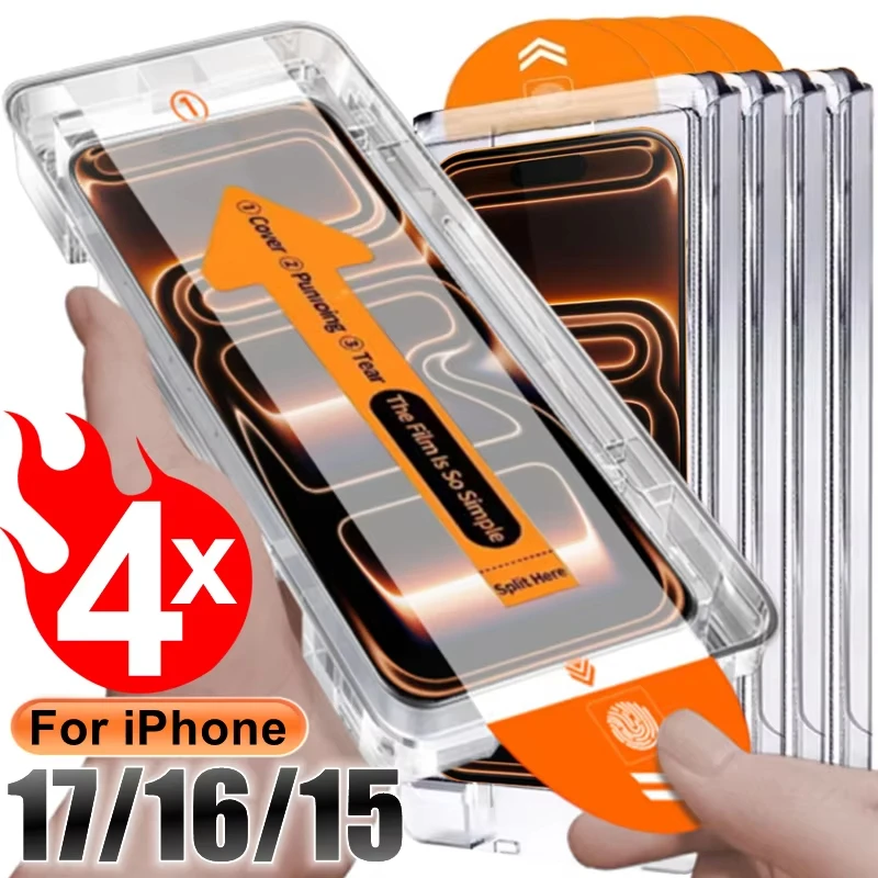 4PCS Tempered Glass Screen Protector For iPhone 16 17 Pro Max 17 Air 15 16 Plus 16E Easy Install Anti Scratch Protective Film
4PCS Tempered Glass Screen Protector For iPhone 16 17 Pro Max 17 Air 15 16 Plus 16E Easy Install Anti Scratch Protective Film