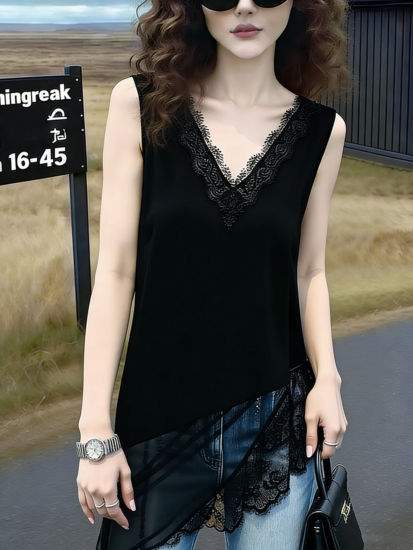 Elegant Black Lace Trim Sleeveless Vest Versatile Layering V-Neck Slimming Pure Desire Top for Spring Summer 2026
Elegant Black Lace Trim Sleeveless Vest Versatile Layering V-Neck Slimming Pure Desire Top for Spring Summer 2026