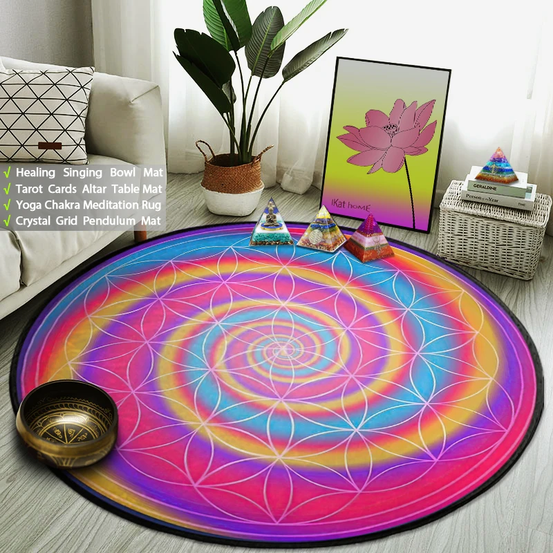 Rainbow Mandala Flower of Life Yoga Meditation Mat Round Rug Thick Anti-Slip Living Room Bedroom Carpet Witchcraft Astrology Pad
Rainbow Mandala Flower of Life Yoga Meditation Mat Round Rug Thick Anti-Slip Living Room Bedroom Carpet Witchcraft Astrology Pad