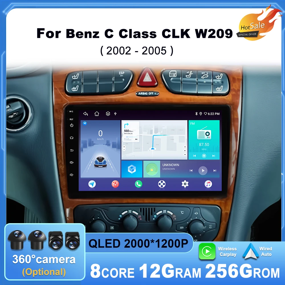 Автомобильный радиоприемник для Mercedes Benz C Class W203 C200 C320 C350 CLK W209 2002-2005 Android14 Навигация GPS Автомобильный мультимедийный плеер Стерео
Автомобильный радиоприемник для Mercedes Benz C Class W203 C200 C320 C350 CLK W209 2002-2005 Android14 Навигация GPS Автомобильный мультимедийный плеер Стерео