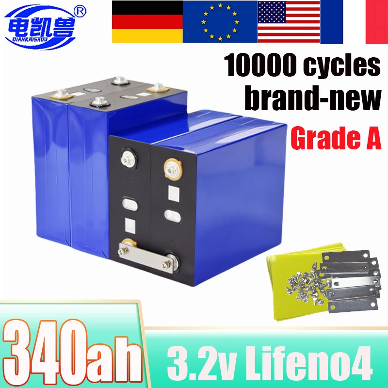 340Ah rechargeable battery 3.2V lithium iron phosphate Lifeno4 suitable for DIY12V 24V 48V battery pack solar system tax-free
340Ah rechargeable battery 3.2V lithium iron phosphate Lifeno4 suitable for DIY12V 24V 48V battery pack solar system tax-free