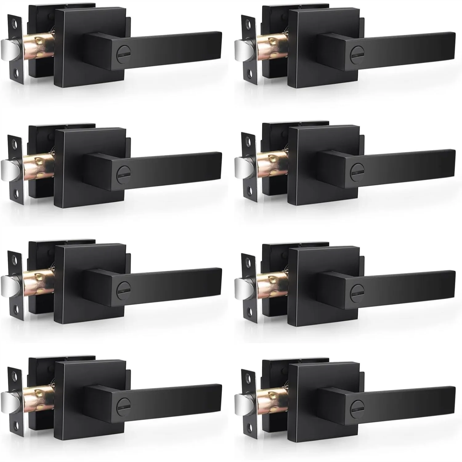8 Pack Square Privacy Door Levers in Matte Black, Keyless Interior Handles for Bed Bath, Reversible for Left Right Handed Doors
8 Pack Square Privacy Door Levers in Matte Black, Keyless Interior Handles for Bed Bath, Reversible for Left Right Handed Doors