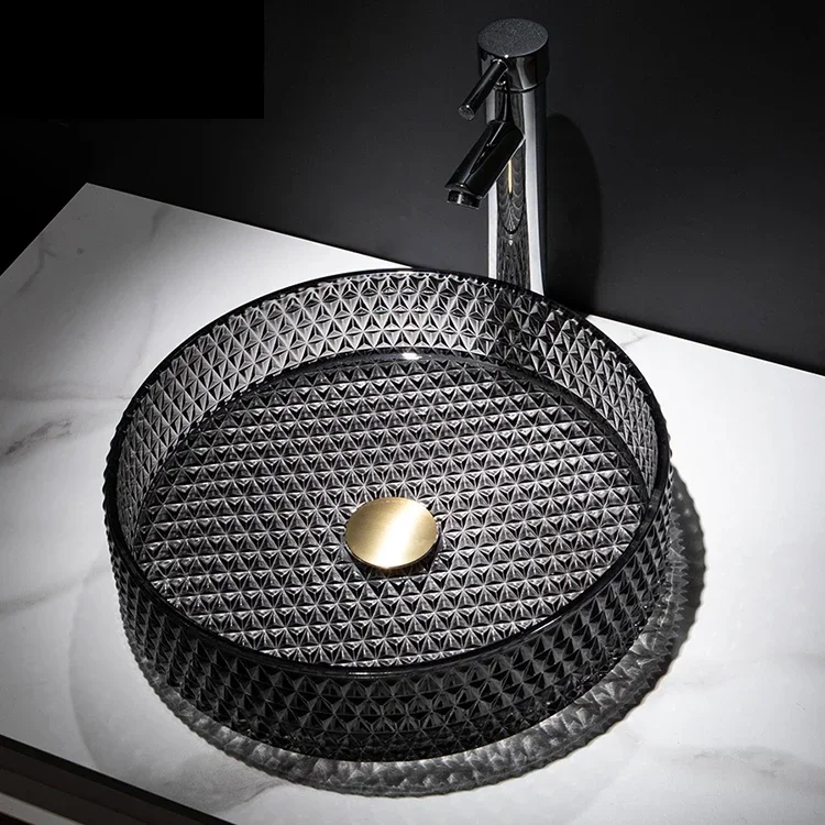 Creative round glass table, household face wash and hand wash crystal basin
Creative round glass table, household face wash and hand wash crystal basin