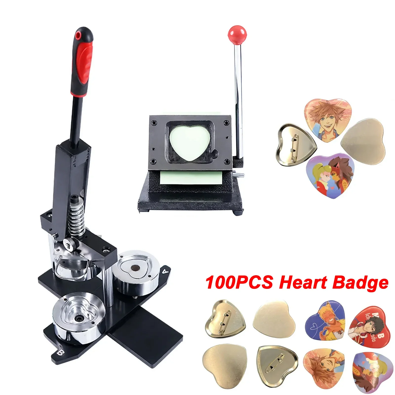Heart-Shaped Button Maker Machine Interchangeable Molds Badge Button Press Machine with 100 Sets Maker Supplies & Circle Cutter
Heart-Shaped Button Maker Machine Interchangeable Molds Badge Button Press Machine with 100 Sets Maker Supplies & Circle Cutter
