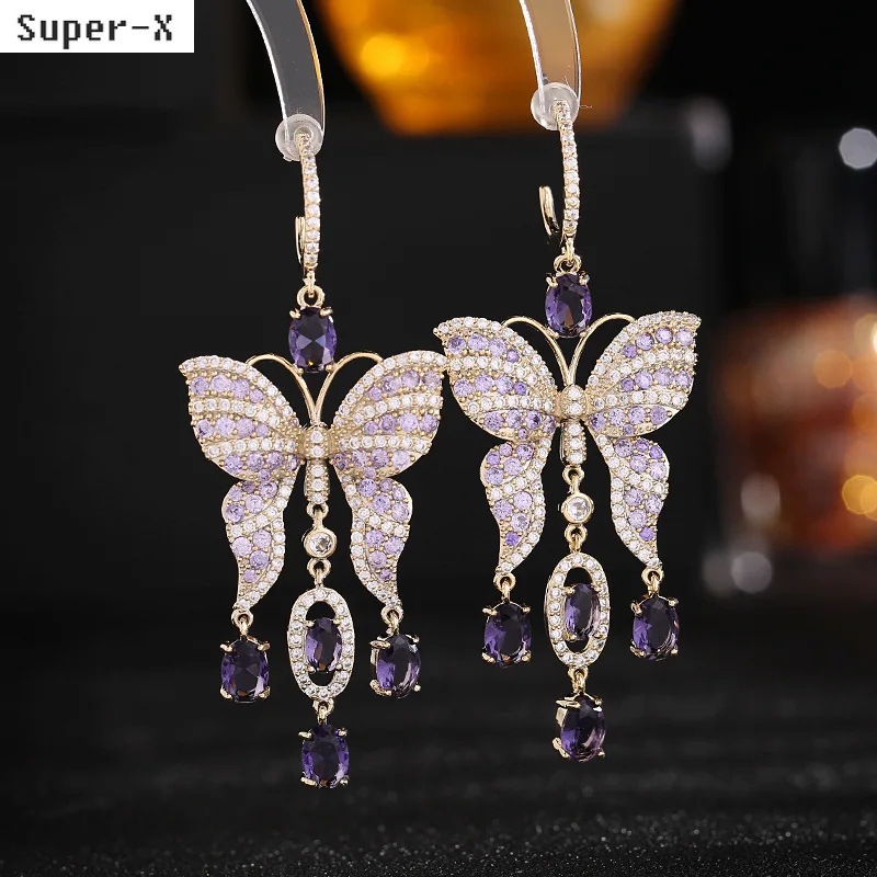 Large Butterfly Earrings Blue Purple Pink Zirconia Luxury Jewelry Evening Party Daily Wear Wedding Women Earrings Big Long
Large Butterfly Earrings Blue Purple Pink Zirconia Luxury Jewelry Evening Party Daily Wear Wedding Women Earrings Big Long