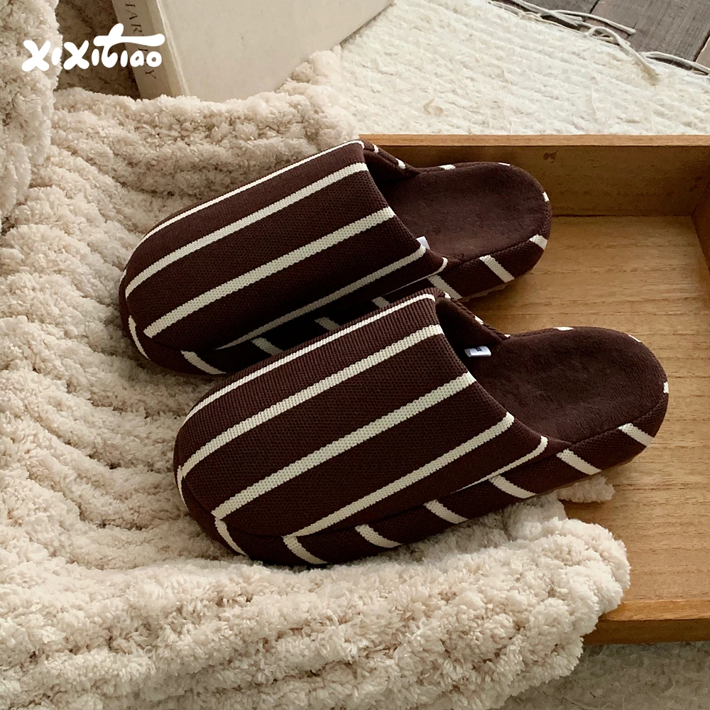 Домашние тапочки для пар с поддержкой свода стопы, нескользящие, хлопковые, зимние, в полоску, для мужчин и женщин, простой дизайн, вязаные, на резиновой подошве
Домашние тапочки для пар с поддержкой свода стопы, нескользящие, хлопковые, зимние, в полоску, для мужчин и женщин, простой дизайн, вязаные, на резиновой подошве