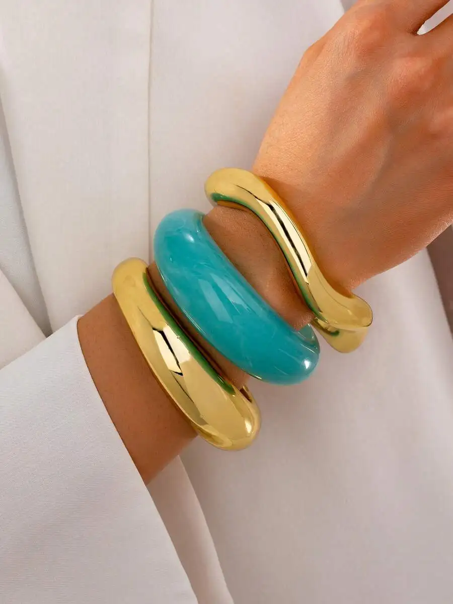3pcs/Set Women Resin Bangle Bracelet Set, Thick Cuff Bracelets, Stacking Arm Cuffs, Daily Wear Jewelry
3pcs/Set Women Resin Bangle Bracelet Set, Thick Cuff Bracelets, Stacking Arm Cuffs, Daily Wear Jewelry