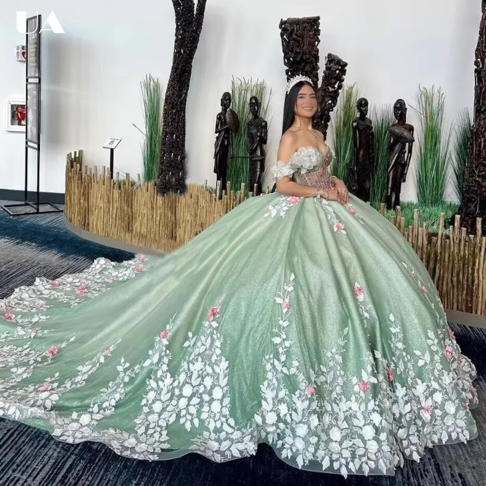 ULBYANRY Customized A-line 3D Flower Applique Sweet 15 Dress Sparkly Beaded Quinceanera Dress Elegant Off-the-shoulder Ball Gown
ULBYANRY Customized A-line 3D Flower Applique Sweet 15 Dress Sparkly Beaded Quinceanera Dress Elegant Off-the-shoulder Ball Gown