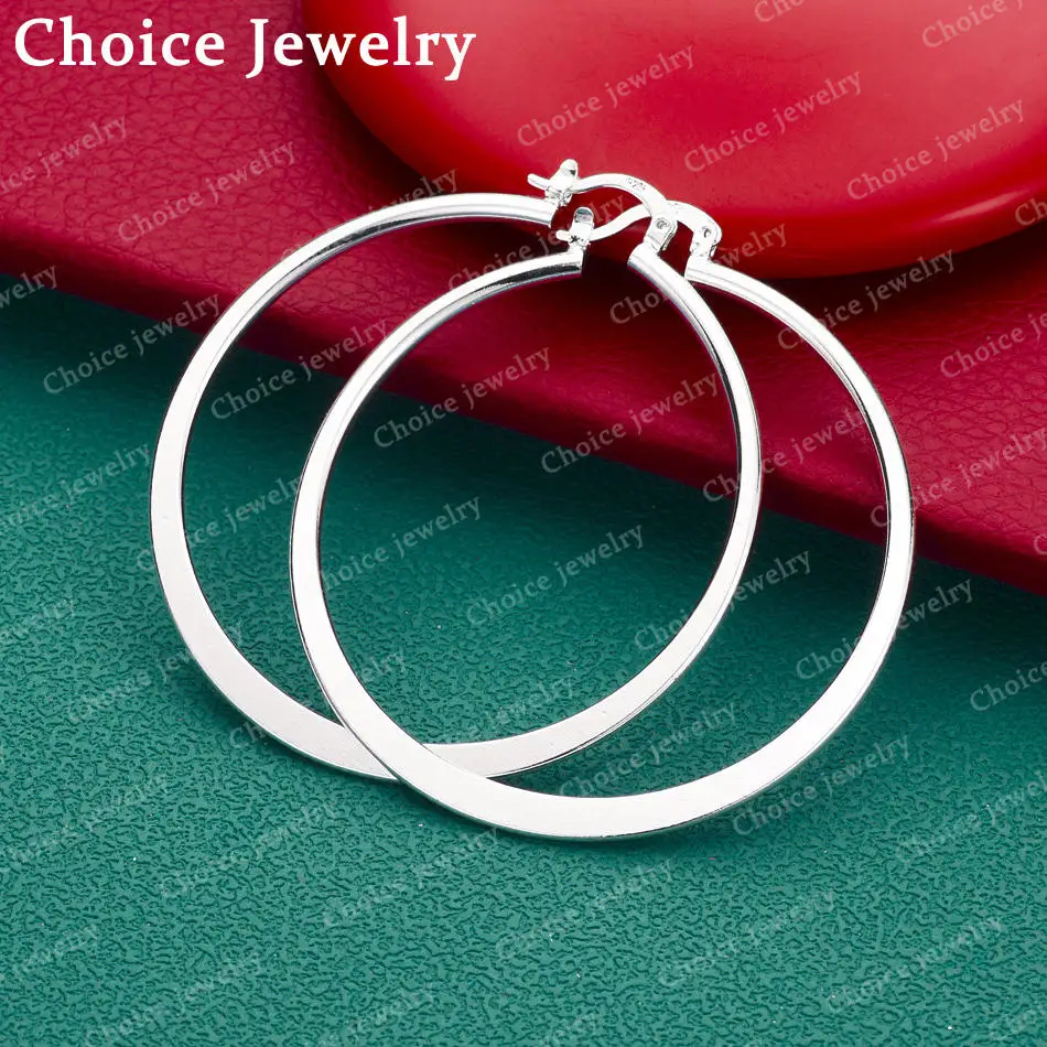925 Sterling Silver Flat Design 55mm Round Hoop Earrings For Woman Engagement Party Fashion Charm Jewelry Gift
925 Sterling Silver Flat Design 55mm Round Hoop Earrings For Woman Engagement Party Fashion Charm Jewelry Gift