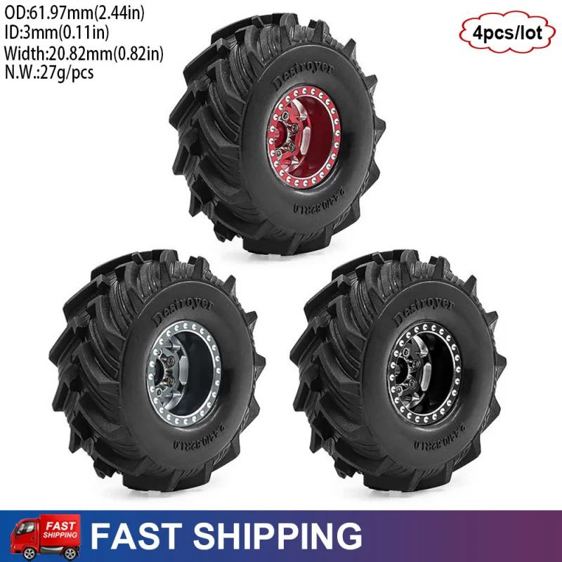 4PCS 1.0" New Metal RC Crawler Beadlock Wheels & Tires for 1/18 Traxxas TRX4M SCX24 Ascent-18 1/24 Axial AX24 FCX24
4PCS 1.0" New Metal RC Crawler Beadlock Wheels & Tires for 1/18 Traxxas TRX4M SCX24 Ascent-18 1/24 Axial AX24 FCX24