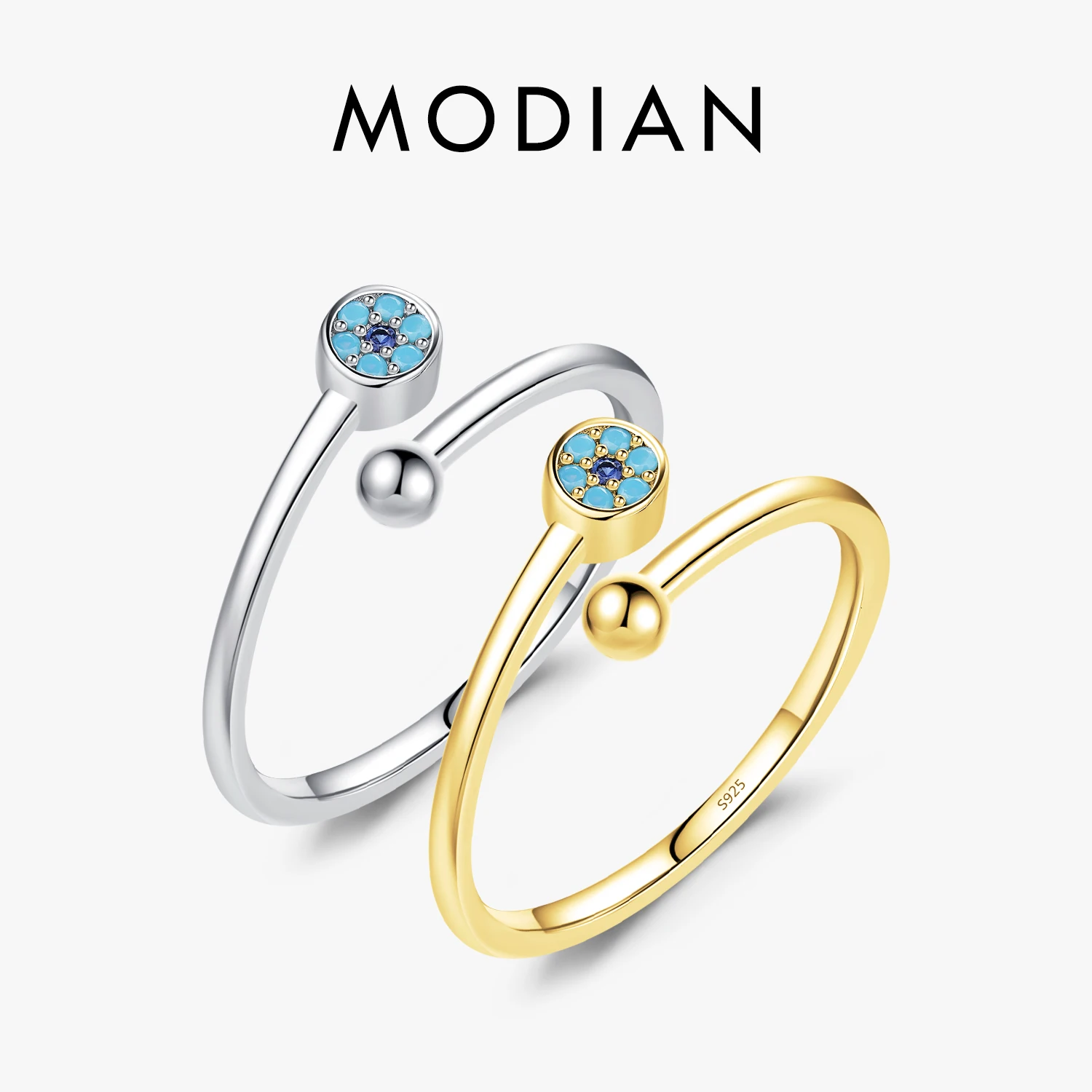 MODIAN Real 925 Sterling Silver Open Size 6-9 Turquoise Trendy Eyes Adjustable Ring For Women Gril Stackable Fine Jewelry Gifts
MODIAN Real 925 Sterling Silver Open Size 6-9 Turquoise Trendy Eyes Adjustable Ring For Women Gril Stackable Fine Jewelry Gifts