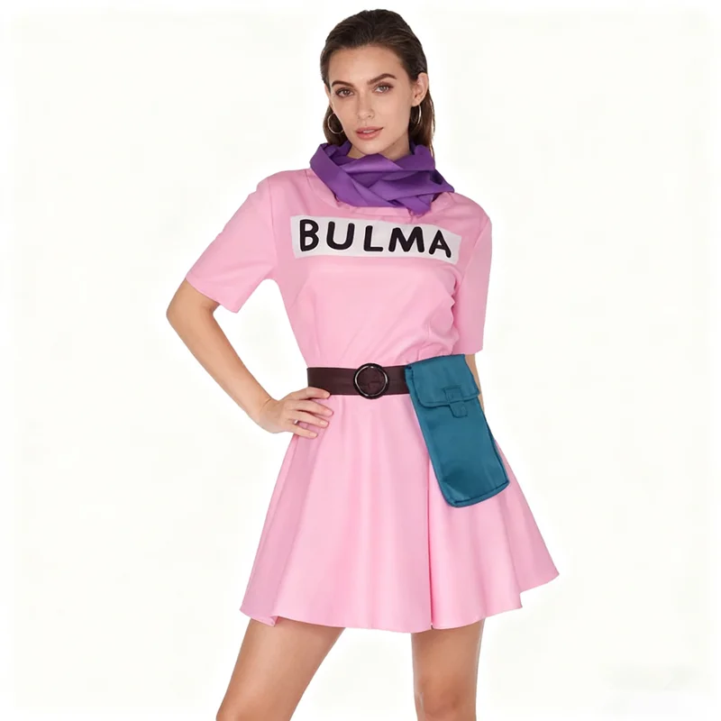 Anime Bulma Cosplay Costumes Women Letter printing Short Sleeve Dress Scarf Suit Lovely Uniform Halloween Carnival Party Clothes
Anime Bulma Cosplay Costumes Women Letter printing Short Sleeve Dress Scarf Suit Lovely Uniform Halloween Carnival Party Clothes