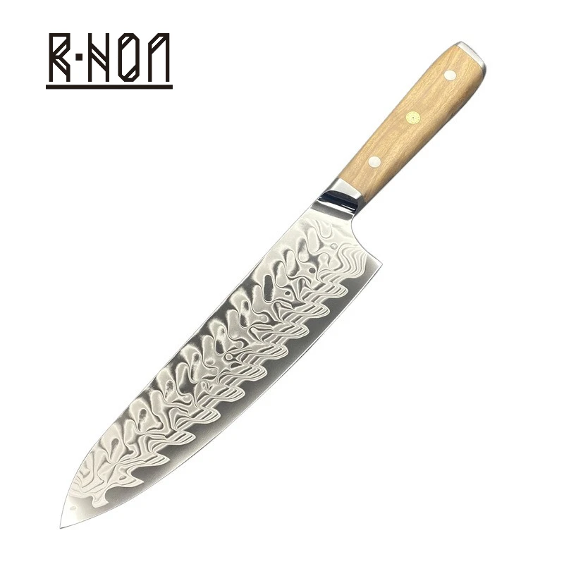 RHON 8inch VG10 Damascus Steel Gyuto Knife Chef's Kitchen Meat Slicing Mutil Use Vegetable Cutting Knives Walnut Wooden Handle
RHON 8inch VG10 Damascus Steel Gyuto Knife Chef's Kitchen Meat Slicing Mutil Use Vegetable Cutting Knives Walnut Wooden Handle