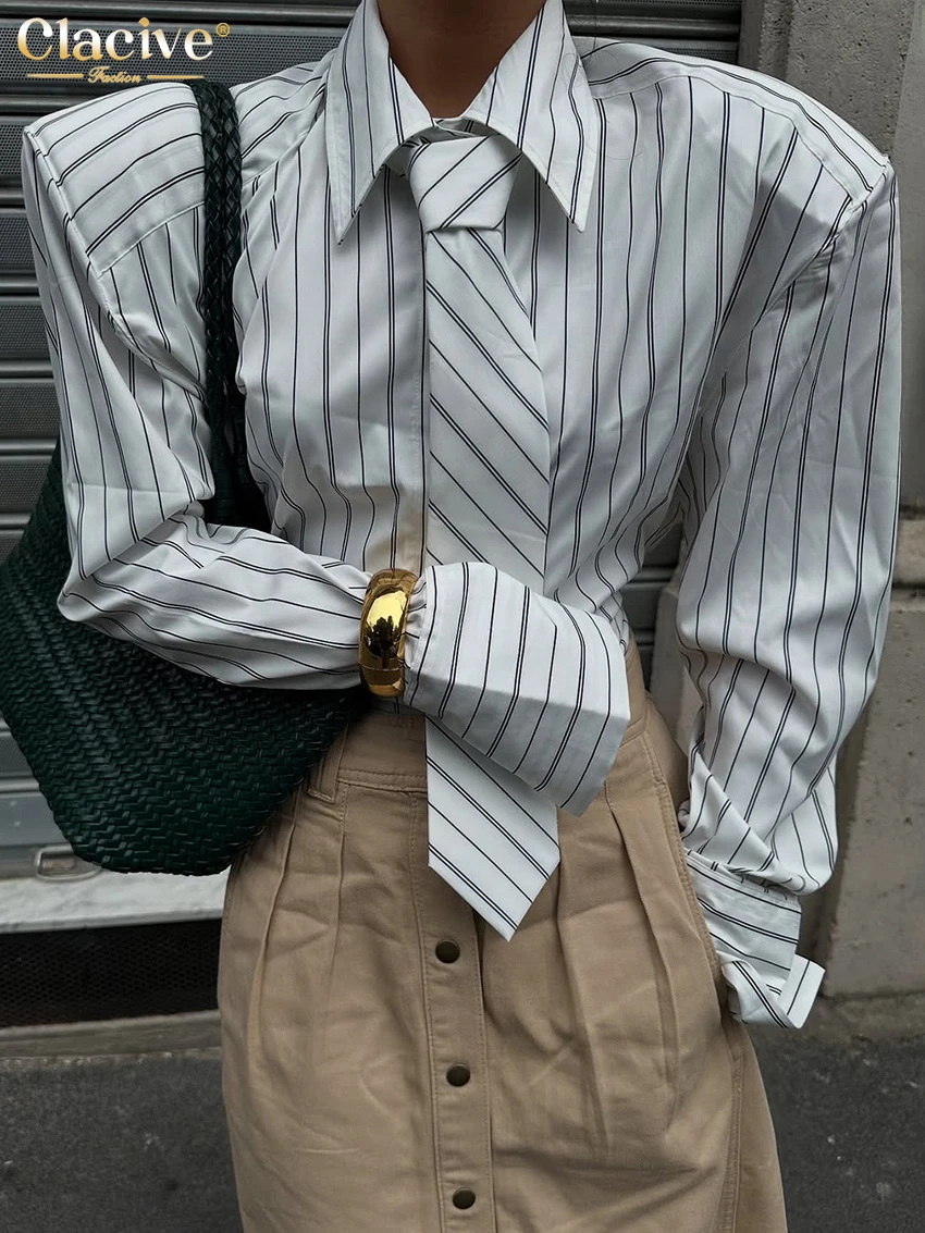 Clacive Fashion Loose Stripe Print Women Shirt 2026 Casual Lapel Long Sleeve Blouse Lady Elegant Classic Tie Top Female Clothing
Clacive Fashion Loose Stripe Print Women Shirt 2026 Casual Lapel Long Sleeve Blouse Lady Elegant Classic Tie Top Female Clothing
